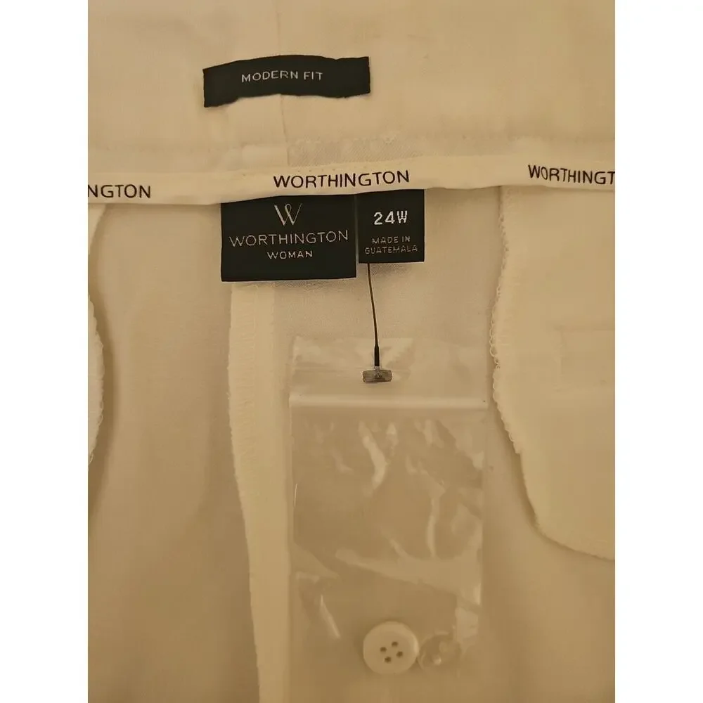 Worthington Modern Fit Women's‎ Dress Pant Wide Leg Size 24W Ivory